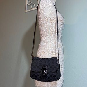 Like new Coach mini crossbody bag signature flap black
